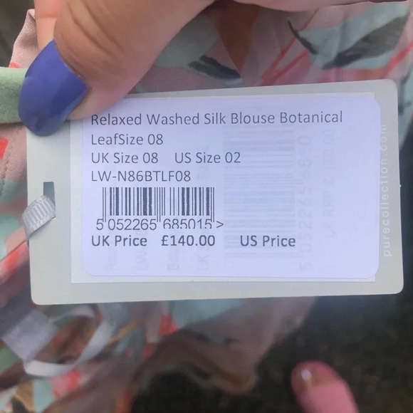 NWT PURE COLLECTION SILK FLORAL BUTTON DOWN - Picture 3 of 5